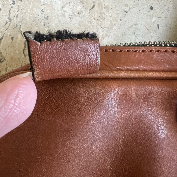 JACK SPADE Tan Solid Leather Briefcase Bag - Picture 4 of 9